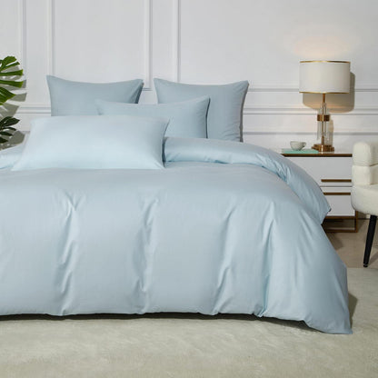 Baumwoll Bettwäsche Set 220x240 Blau Hellblau 3-teilig