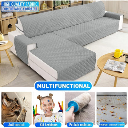 Wasserdichter Sofaüberzug L-Form 3-Sitzer, Hellgrau