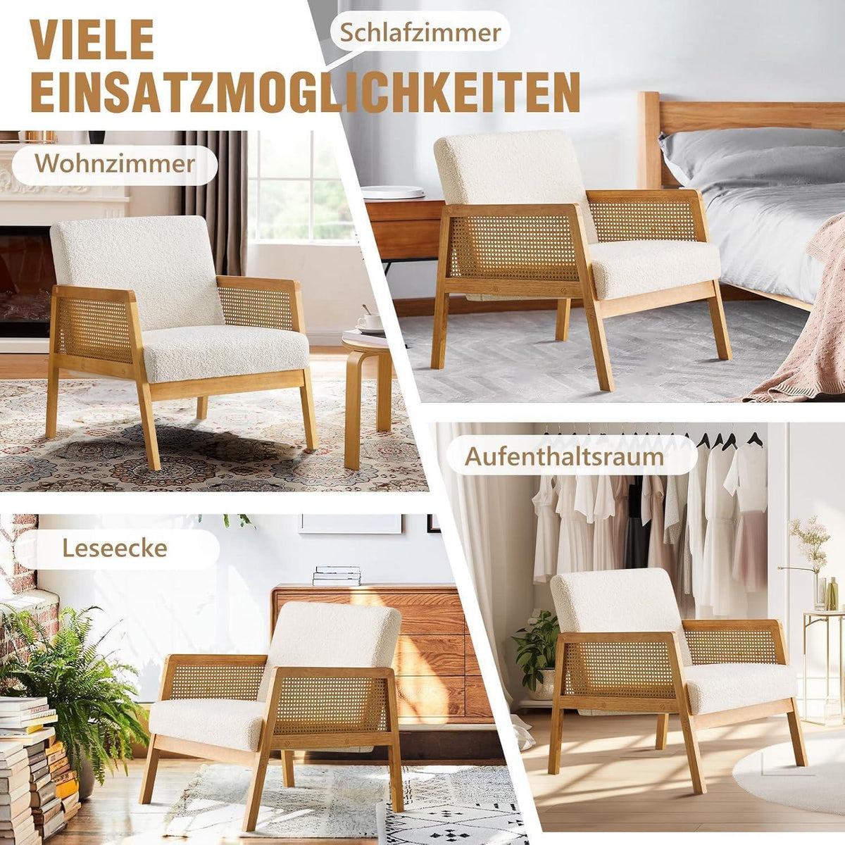 Ohrensessel Bouclé Weiß – Bequemer Relaxsessel für Wohnzimmer