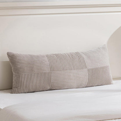Taupe Kissenbezug 40x145 cm - Weiches Kordsamt, Boho Deko
