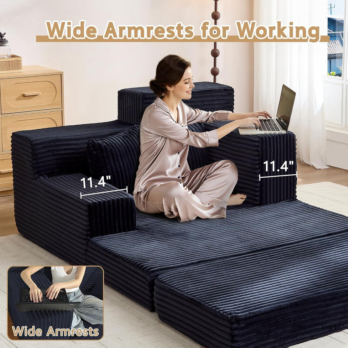 Schlafsofa Cord – Bequemes Schlafsessel für Wohnzimmer & Gästezimmer