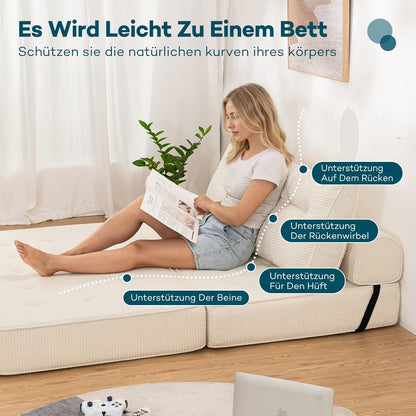 Faltbares Schlafsofa 3-in-1 – Schlafsessel & Gästebett Beige