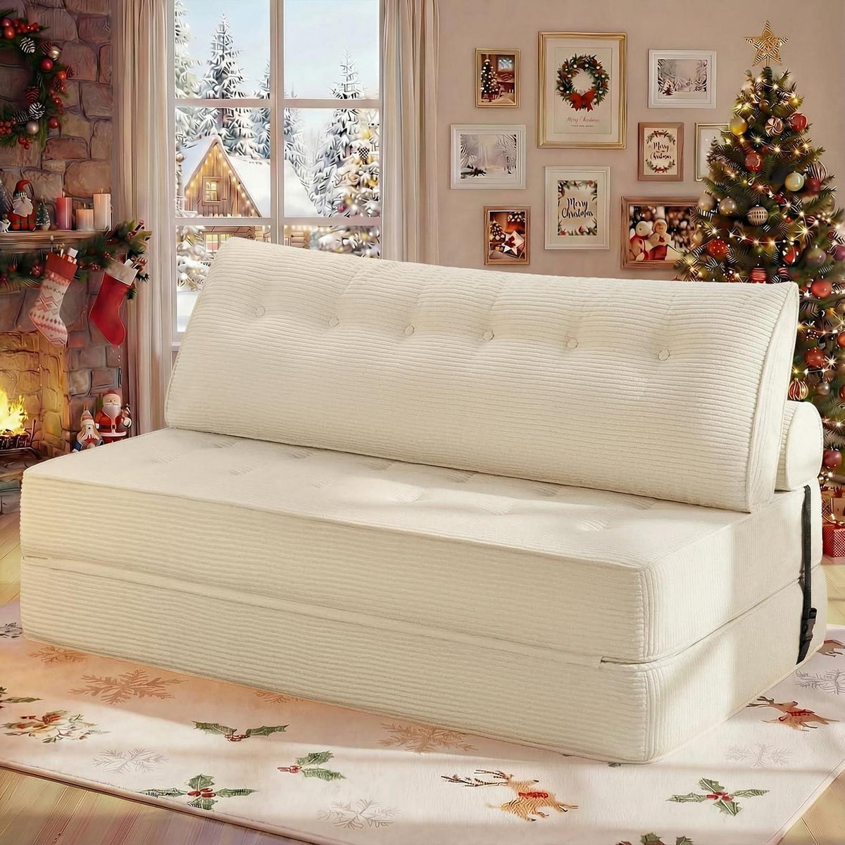 Faltbares Schlafsofa 3-in-1 – Schlafsessel & Couch Bett Beige