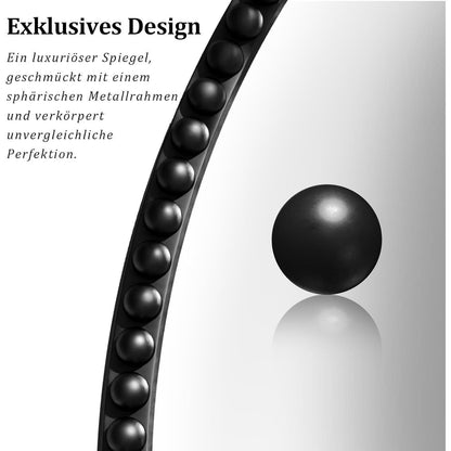 Runder Wandspiegel 90cm mit PU-Perlenrahmen Schwarz