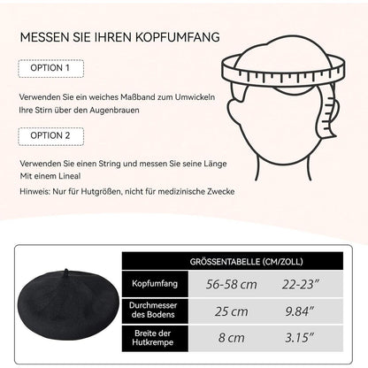 Damen Baskenmütze Sommer - Leichte Baumwoll Beanie Cap Schwarz