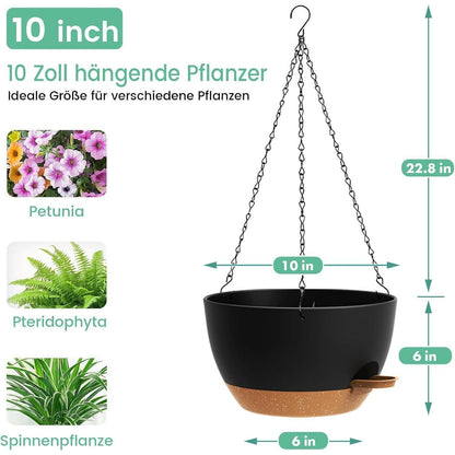 Selbstbewässernde Hängeampeln 2er-Set – 25cm Blumentöpfe für Pflanzen