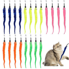 Katzenspielzeug Angel Set – 20 bunte Plüschwürmer mit Glocke