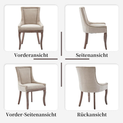 Bequeme Esszimmerstühle 2er-Set mit Stoffbezug & Ziernägeln