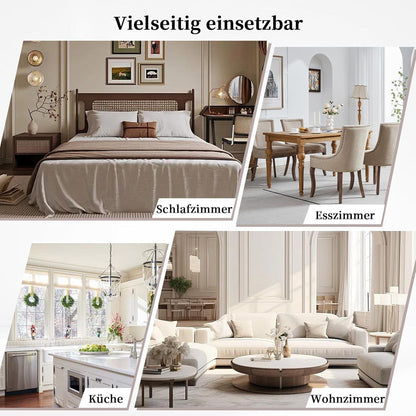 Bequeme Esszimmerstühle 2er-Set mit Stoffbezug & Ziernägeln