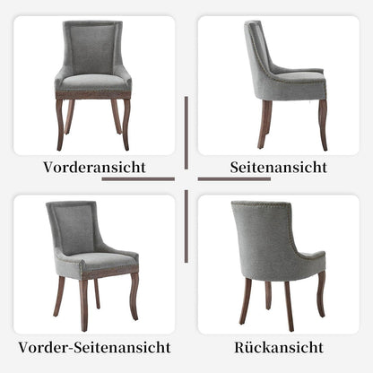 Esszimmerstuhl Set Grau, 4er-Pack, Polsterstuhl mit Holzbeinen