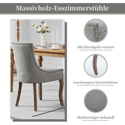 Esszimmerstuhl Set Grau – Bequemer Polsterstuhl mit Holzbeinen