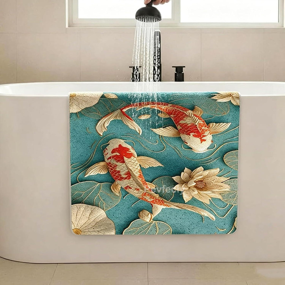 Rutschfeste Duschmatte 70x150cm mit Glücksfisch-Muster