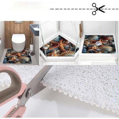 Rutschmatte Dusche 150x150cm – Seestern-Muster, Rutschfest & Ablaufloch