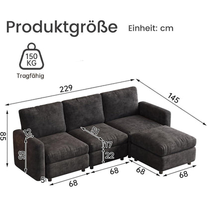 Modulares Sofa Dunkelgrau mit Schlaffunktion – Eckcouch 4-Sitzer