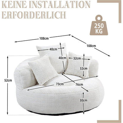 Lazy Sitzsack Sofa mit 3 Kissen – Beiges Lounger Möbel