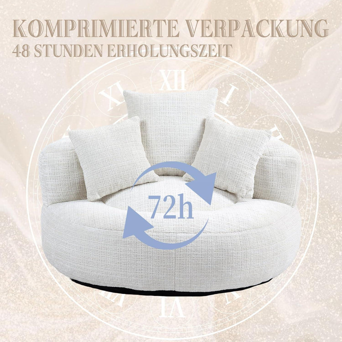 Lazy Sitzsack Sofa mit 3 Kissen – Beiges Lounger Möbel