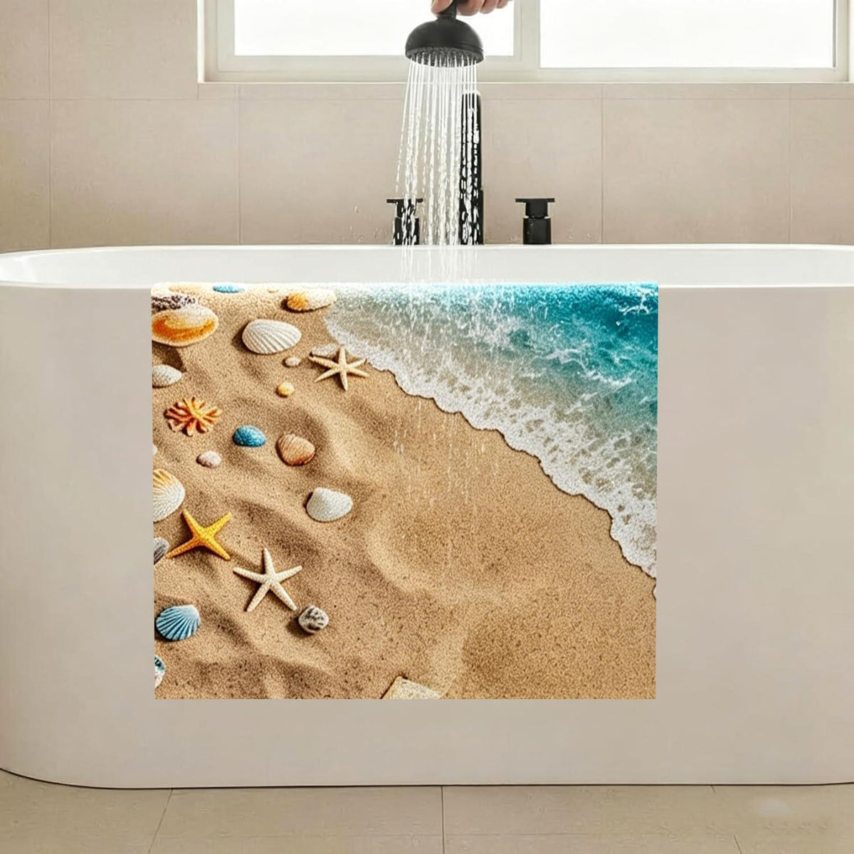 Rutschfeste Duschmatte 120x140 cm mit Marinemuster