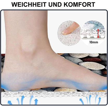 Rutschfeste Duschmatte 140x140cm Kieselmuster mit Ablaufloch