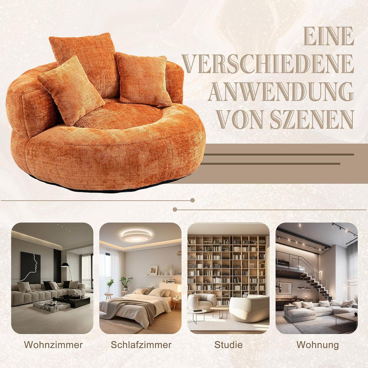 Lazy Sitzsack Sofa mit 3 Kissen – Komfort Lounger