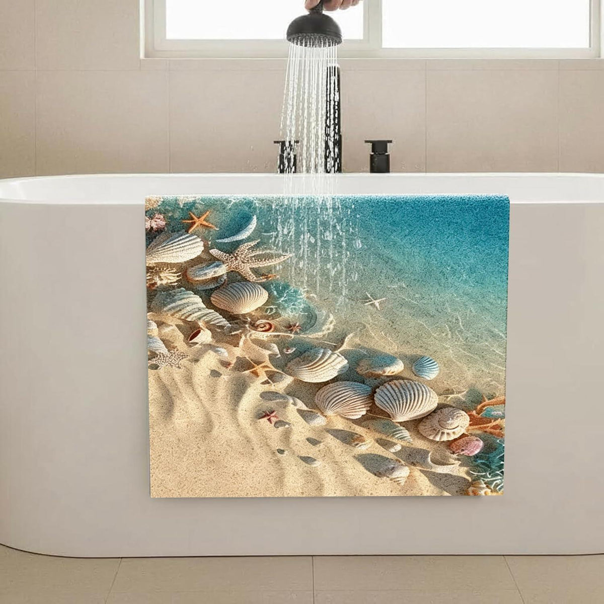 Rutschfeste Duschmatte 100x150 cm mit Muschelmuster