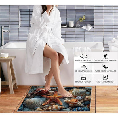 Rutschmatte Dusche 150x160cm – Seestern-Muster, Antirutsch & Ablaufloch