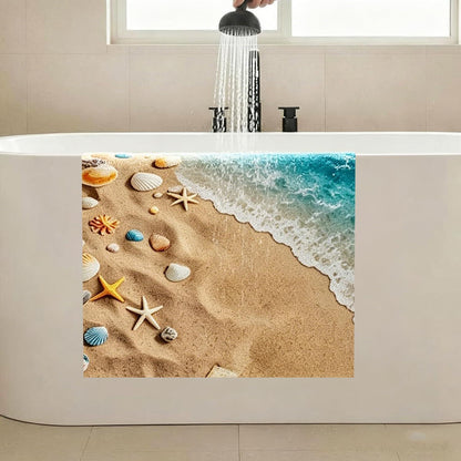 Rutschfeste Duschmatte 100x150cm mit Marinemuster & Ablaufloch