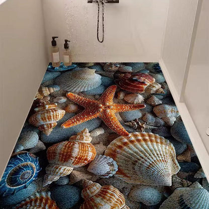 Rutschmatte Dusche 90x140 cm – Seestern-Muster, Rutschfest & Ablaufloch