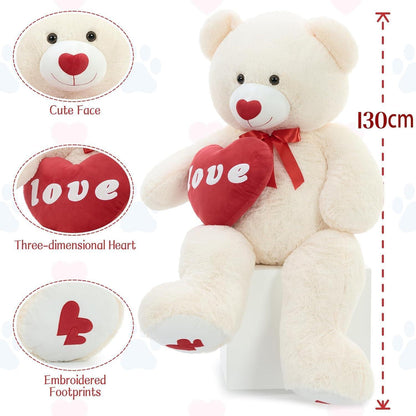 Riesiger 130cm Teddybär mit Herz – Kuscheliges Valentinstagsgeschenk