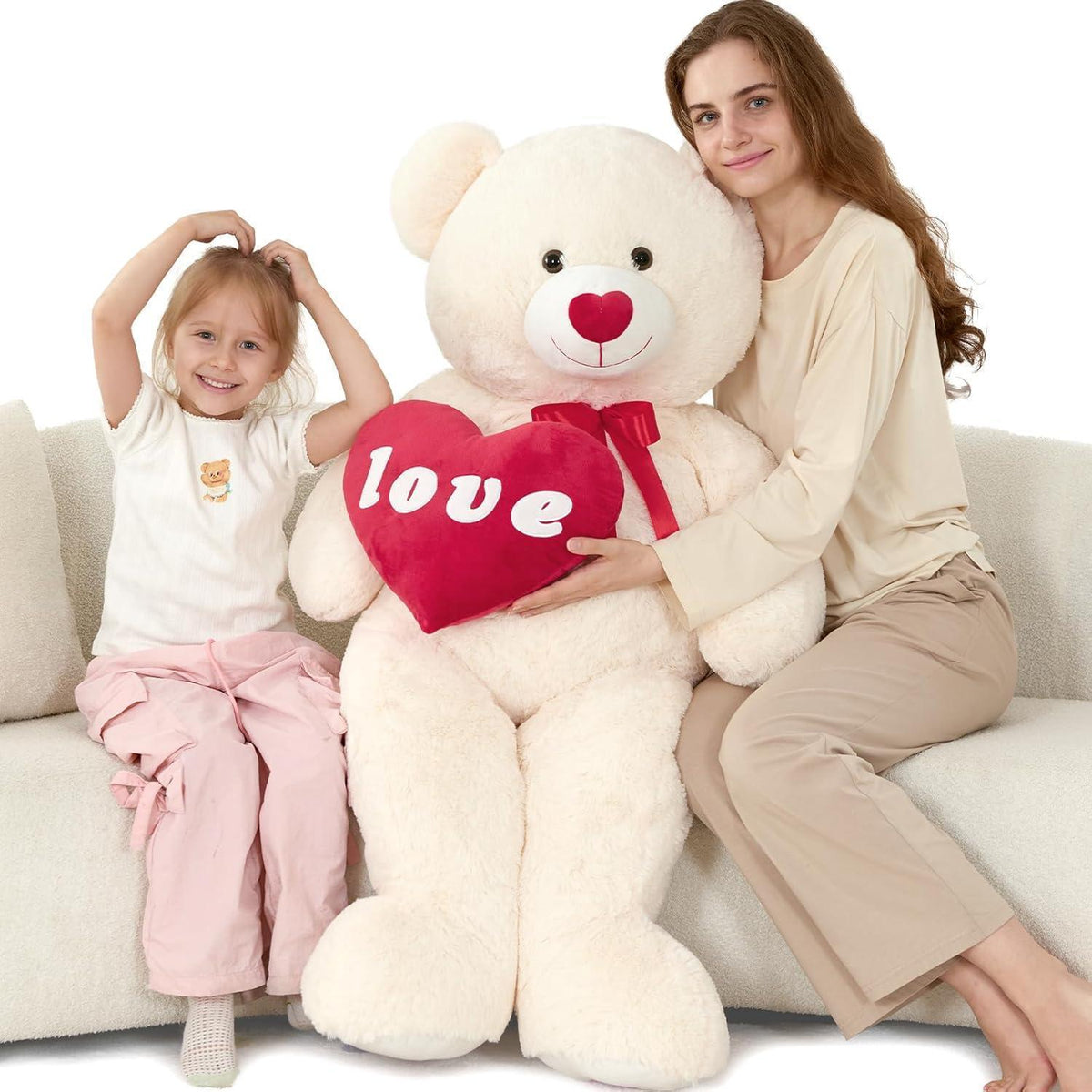 Riesiger 130cm Teddybär mit Herz – Kuscheliges Valentinstagsgeschenk