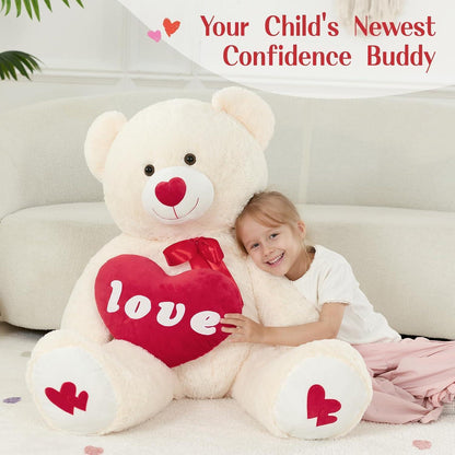 Riesiger 130cm Teddybär mit Herz – Kuscheliges Valentinstagsgeschenk