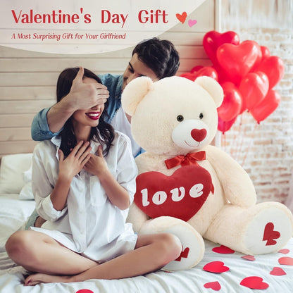 Riesiger 130cm Teddybär mit Herz – Kuscheliges Valentinstagsgeschenk