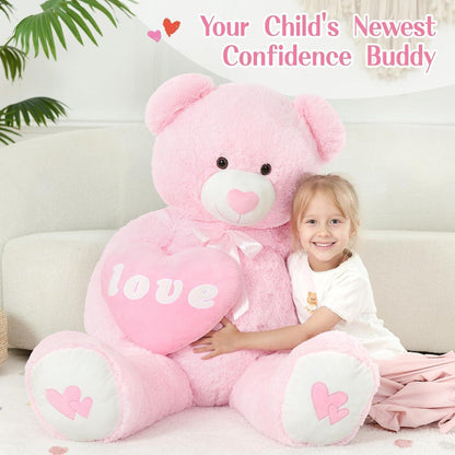 Riesiger 130cm Teddybär mit Herz – Kuscheliges Valentinstagsgeschenk