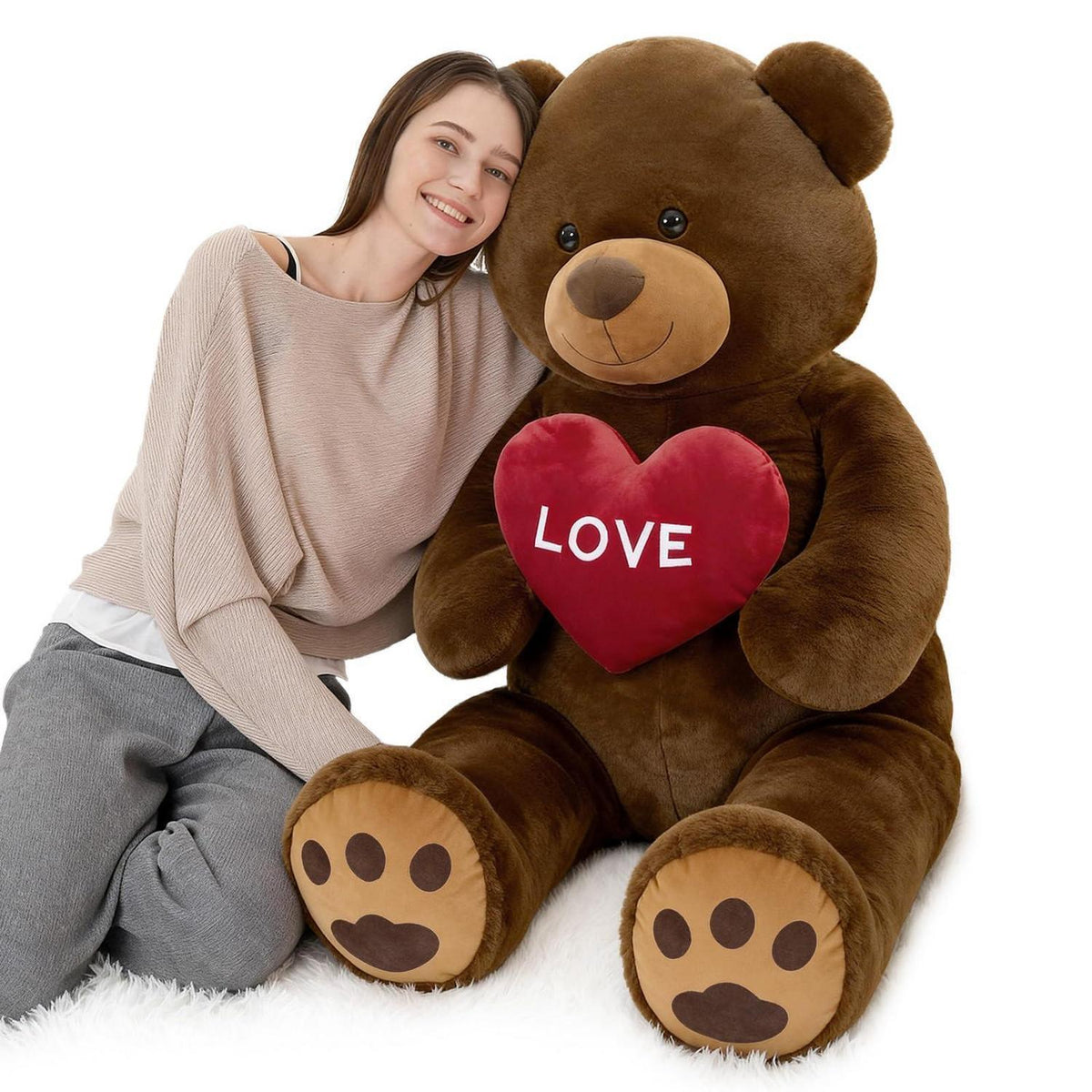 Riesiger 130cm Teddybär mit Herz – Kuscheltier & Valentinstagsgeschenk