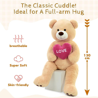 Riesiger 130cm Teddybär mit Herz – Kuscheltier & Valentinstags Geschenk