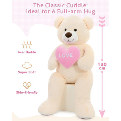 Riesiger Teddybär 130cm mit Herz – Kuscheltier & Valentinstagsgeschenk