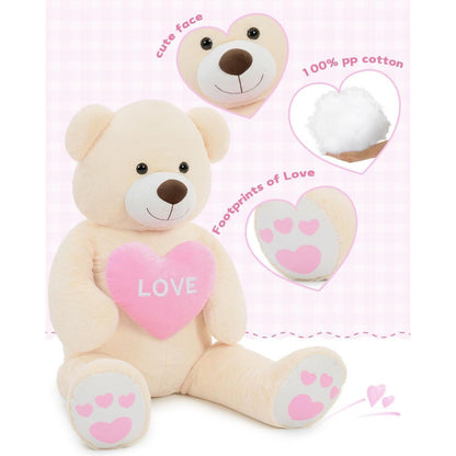 Riesiger Teddybär 130cm mit Herz – Kuscheltier & Valentinstagsgeschenk