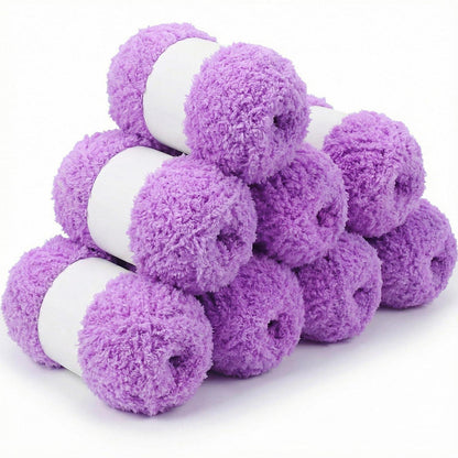 Chenille Wolle 8x50g - Flauschgarn für Decken & Amigurumi Lila