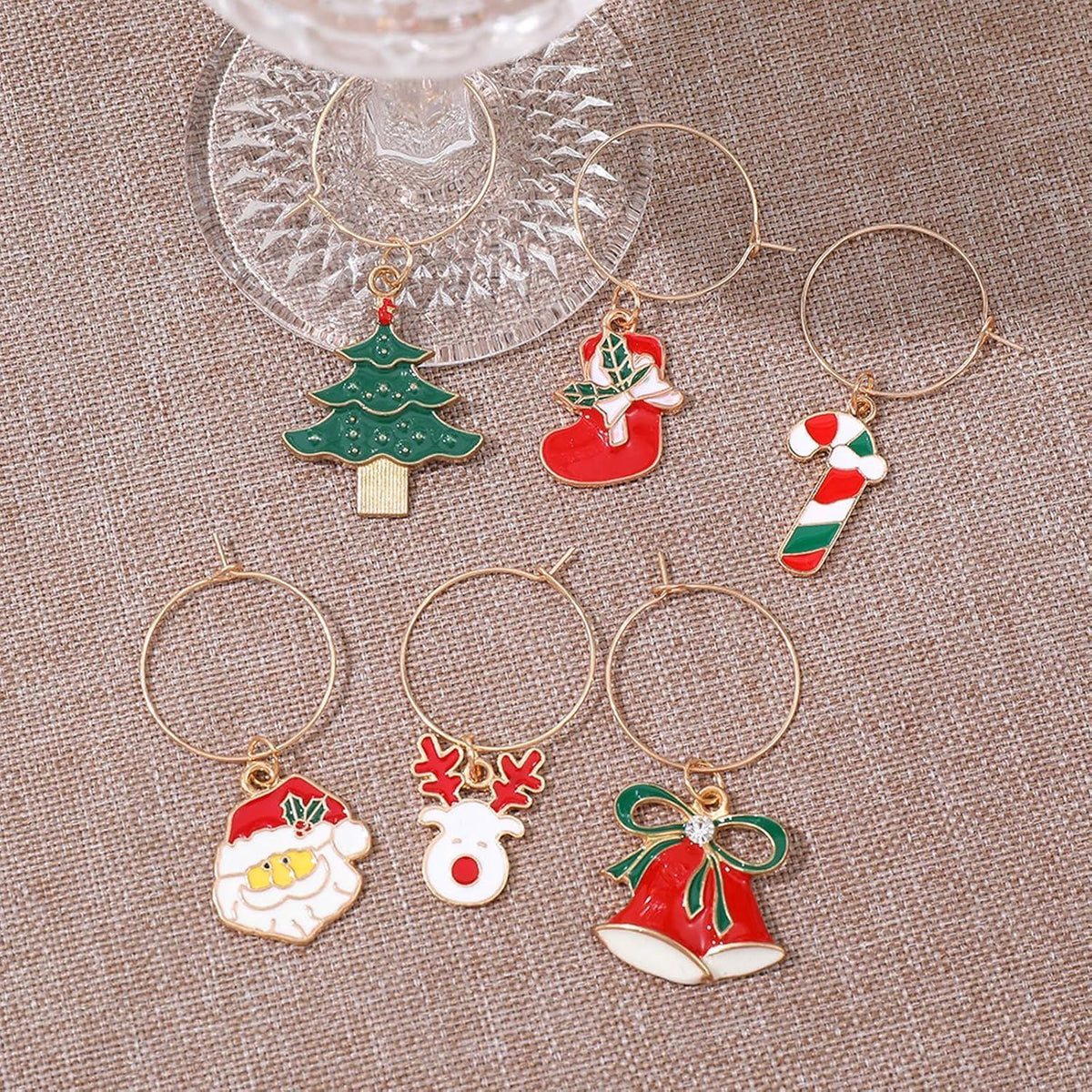 12x Weihnachtliche Glasmarkierer für Weingläser & Cocktails