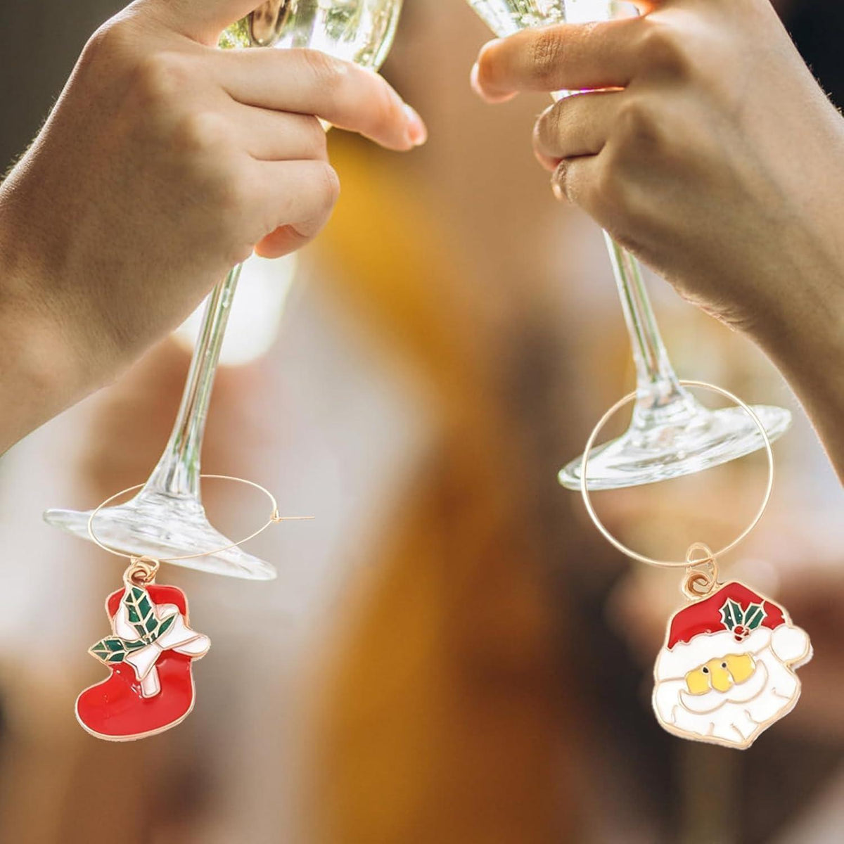 12x Weihnachtliche Glasmarkierer für Weingläser & Cocktails