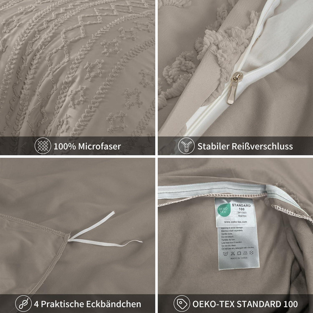 Boho Bettwäsche Set Khaki 200x220 - Getuftet & Vintage