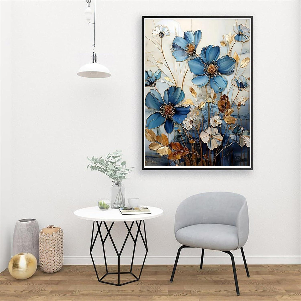 Malen nach Zahlen Blau Blumen Erwachsene Set