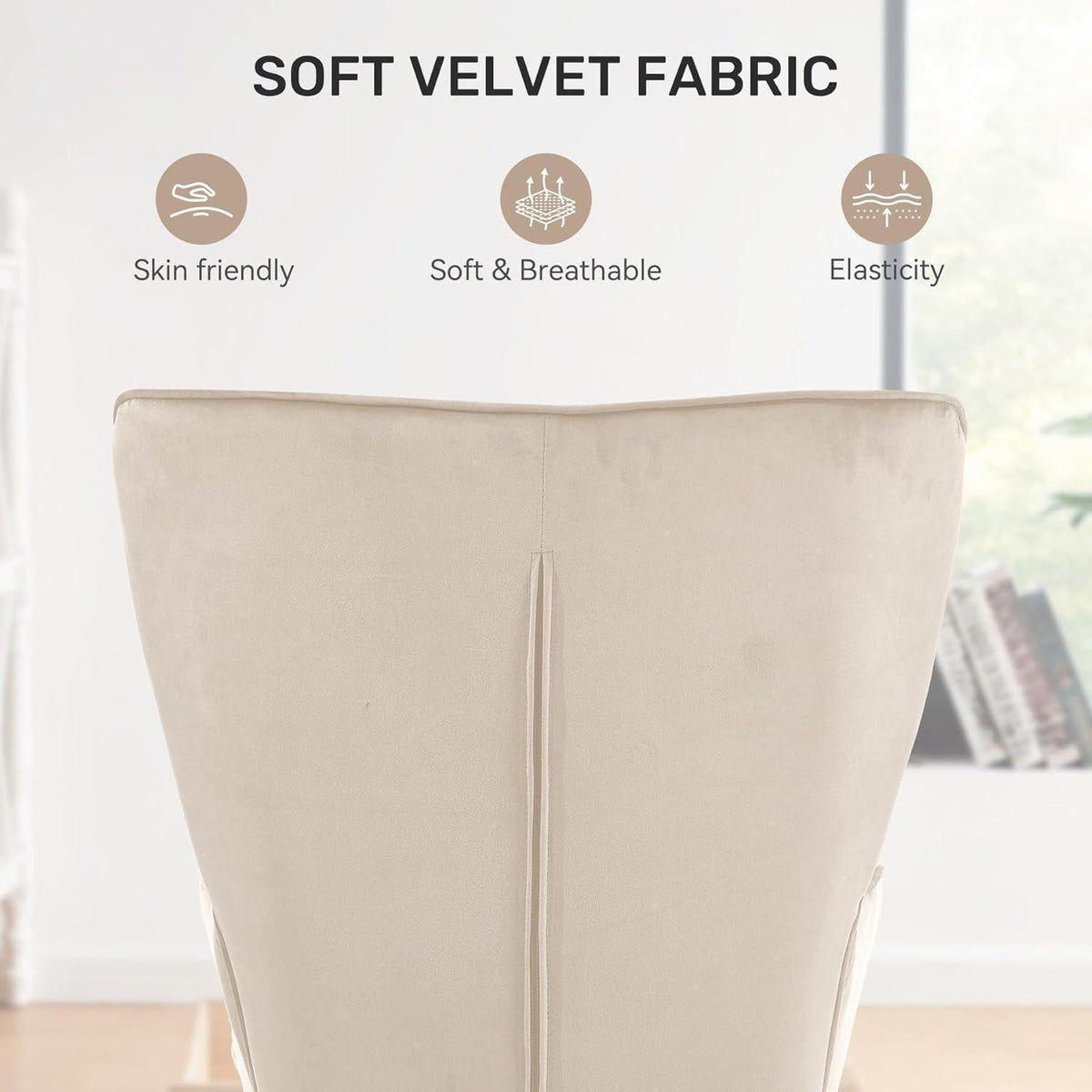 Loungesessel mit Hocker – Modernes Samt-Wohnzimmer Sofa Creme
