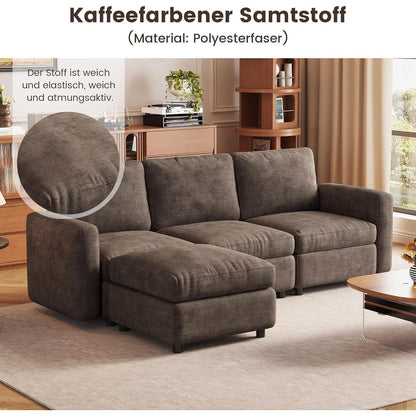 Modulares Cloud Sofa – Weiches 5-Sitzer Sofa mit Ottomanen