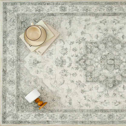 Vintage Grün Teppich 160x230cm Waschbar Rechteckig