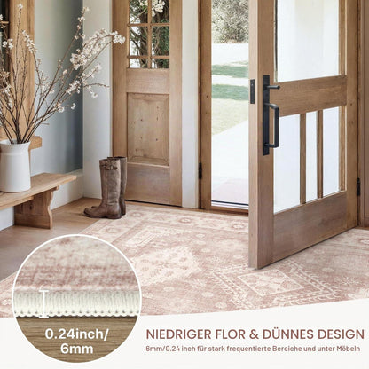 Vintage Teppich Wohnzimmer 160x230 cm Altrosa Beige
