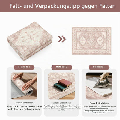 Vintage Teppich Wohnzimmer 160x230 cm Altrosa Beige