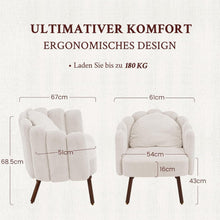 Gepolsterter Muschelsessel mit Blütenblatt-Rückenlehne, Beige, 2er-Set
