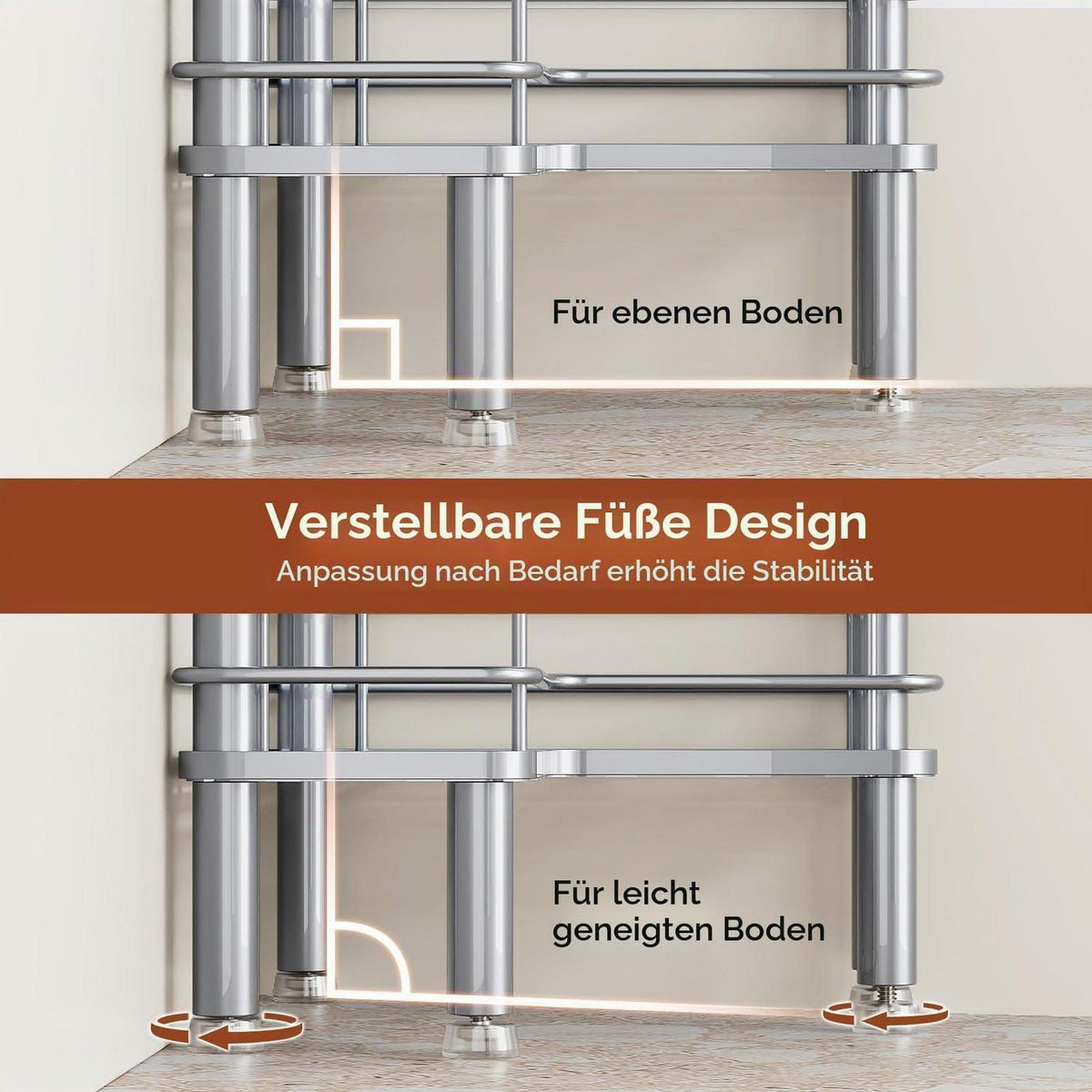 Freistehende Duschablage 4-fach rostfrei mit Haken
