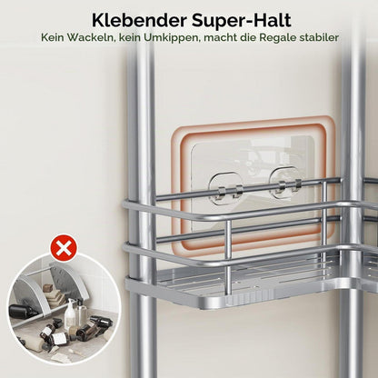 Freistehende Duschablage 4-fach rostfrei mit Haken