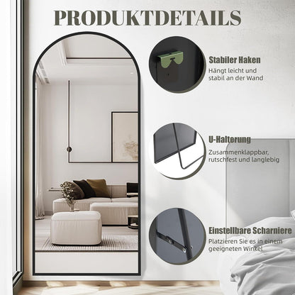 Ganzkörperspiegel Bogen 180x80 cm – Stand- & Wandspiegel Schwarz
